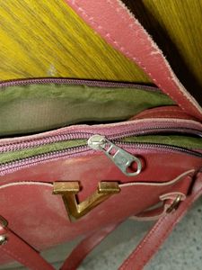 Vintage Olive Green and red crossbody bag