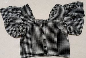 Gingham Puff Sleeve Top