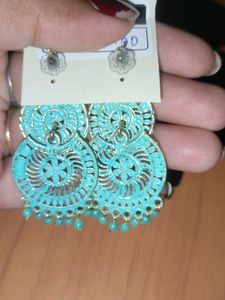New Green Three Layer Earrings