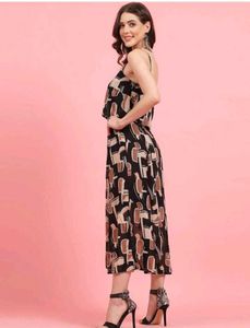 Black Printed Aline Dress 👗
