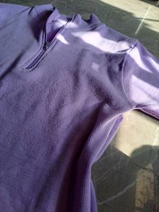 Lavender Zip-Up Short Sleeve Top