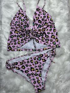 Pink Leopard Print Bikini Set