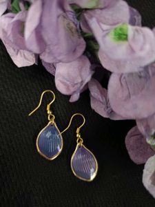 Blue &amp; Gold Teardrop Earrings