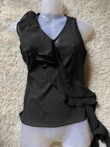 Y2K Black Ruffle Top