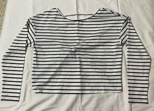 SHEIN Black &amp; White Striped Backless Twist Top
