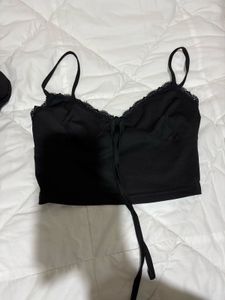 Black Lace Trim Cami Top