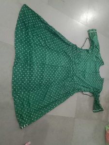 Green Printed Gown