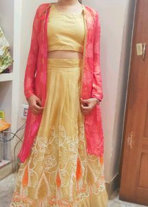 Golden Colour Lehanga..Ethnic Wear With Cancan