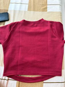 Burgundy Cross-Front Cropped Top