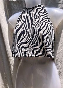 I. Zebra Print Halter Top