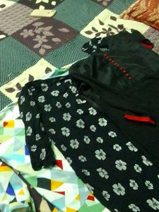 Black Floral Kurta Set