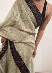 Sage Green Glitter Sequins Saree