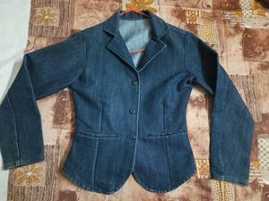 Denim Blazer Navy Blue For Women M SIZE
