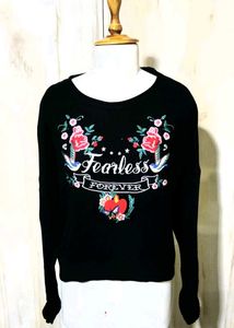 Black Floral 'Fearless' pullover size'46-48