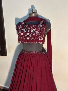 Elegant Maroon Embroidered Lehenga Choli