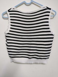 White And Black Striped Tank top