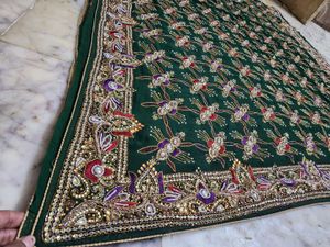 Embroidered Green Saree