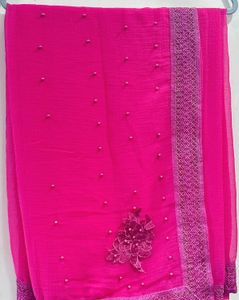 Elegant Pink Chiffon Sar