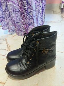Black Lace-Up Ankle Boots
