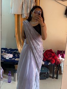 Lavender Shimmer Saree