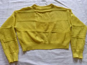 Yellow Knit Crop Sweater