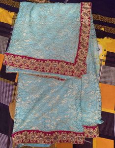 Elegant Blue Embellished Saree