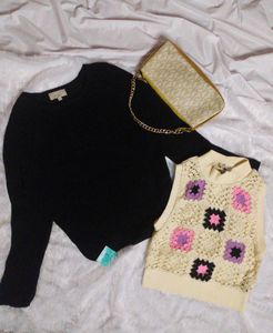 ✨ZARA West+Black Knitted Sweatshirt ✨