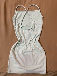 H&amp;M Green ribbed bodycon dress