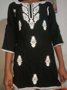 !!Short Black Chikankari Kurti!!
