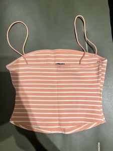 Pink &amp; White Stripes Crop Top