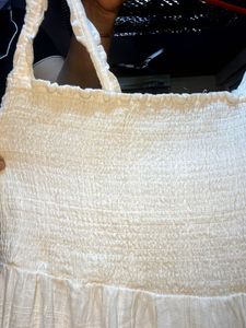 White Pure Cotton Strap Maxi Sundress