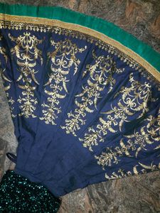 Elegant Blue & Gold Lehenga Choli