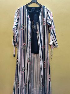 Striped Floral Duster &amp; Polka Dot Pants Set