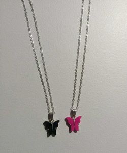 2 Butterfly Pendant Necklaces