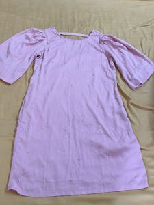 Pink Dress With Pearl Embellishments