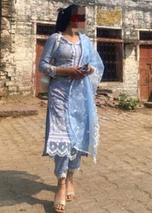 Blue Embroidery Designer Wedding Suit Set Kurti
