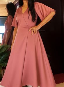 Peach Satin Wrap Dress