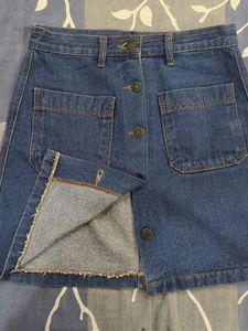 Blue Button Up Denim Skirt