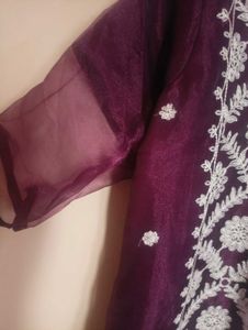 Organza  💜 Kurti With Pant Dupatta 💘