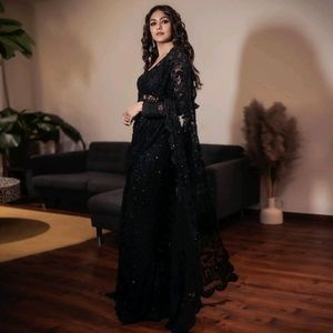 Bollywood Black Net Fabric Saree