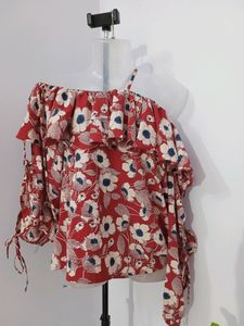 Floral Asymmetric Fashionable Tops