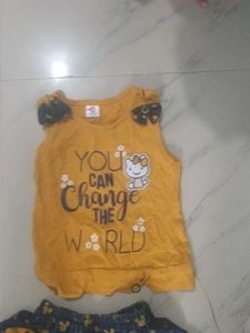 Girl&#39;s Yellow Top and Skirt Set
