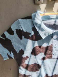 Fancy Sky Blue Crop Top