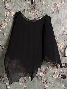 Black Poncho Style Top