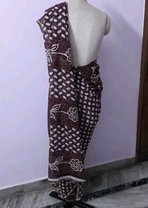 Elegant Brown Printed Saree