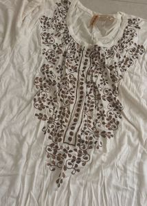 Embroidered White Kurta