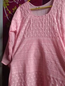 Pink Embroidered chikankari Kurta