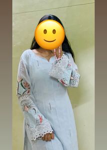 Light Blue Embroidered Kurti