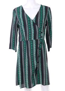 Printed Wrap Dress In Dark Green