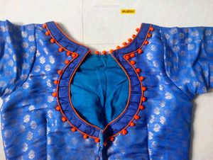 Navy Blue , Orenge Combination Blouse